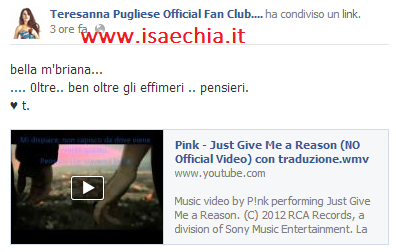 Teresanna Pugliese pubblica su Facebook un video e scrive.. preview