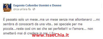 Eugenio Colombo nella sua fanpage fa una dedica a Francesca Del Taglia per il loro primo mese insieme (foto) preview