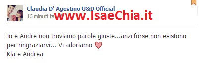 Andrea Offredi e Claudia D’Agostino ricevono un regalo da parte dei fan: le foto preview