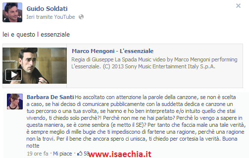 Guido Soldati pubblica su Facebook una canzone e Barbara De Santi risponde… preview