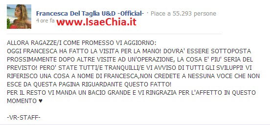 Francesca Del Taglia deve operarsi alla mano, Eugenio Colombo pubblica un messaggio ed una foto con lei… preview