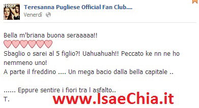 Teresanna Pugliese: nuove foto e messaggio su Facebook preview