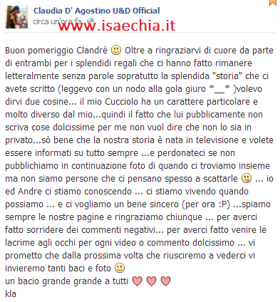 Claudia D’Agostino: foto. E su Facebook scrive.. preview