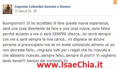 Eugenio Colombo nel cast del nuovo film di Lory Del Santo: la conferma su Facebook da parte dell’ex tronista preview