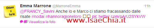 Emma Marrone su Twitter smentisce le voci di crisi con Marco Bocci e pubblica una loro foto insieme preview