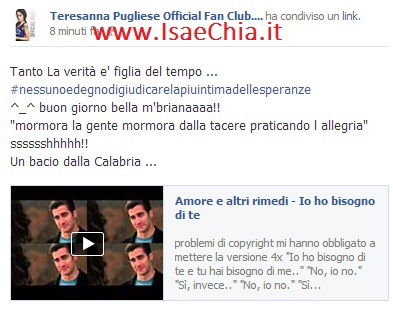 Teresanna Pugliese su Facebook: “La verità è figlia del tempo….” article-post