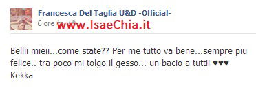 Francesca Del Taglia lascia un messaggio su Facebook e pubblica una nuova foto insieme ad Eugenio Colombo preview