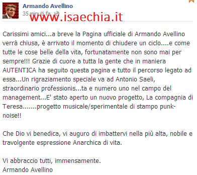 Armando Avellino chiude la sua fanpage su Facebook: l’annuncio preview
