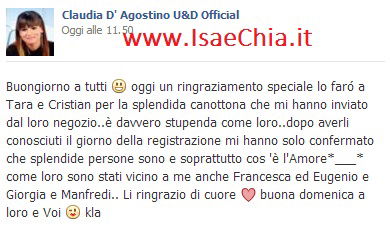 Claudia D’Agostino pubblica una foto su Facebook e scrive…. preview