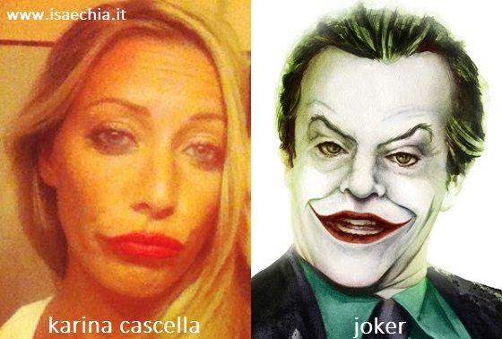 Somiglianza tra Karina Cascella e il Joker