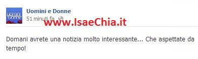 La redazione di Uomini e Donne su Facebook annuncia: “Domani avrete una notizia che aspettate da tempo!” preview