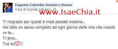 Eugenio Colombo: su Facebook la dedica a Francesca Del Taglia per i loro 6 mesi insieme (foto) preview