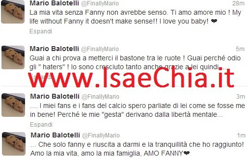 Mario Balotelli: su Twitter la dichiarazione d’amore alla fidanzata Fanny Neguesha