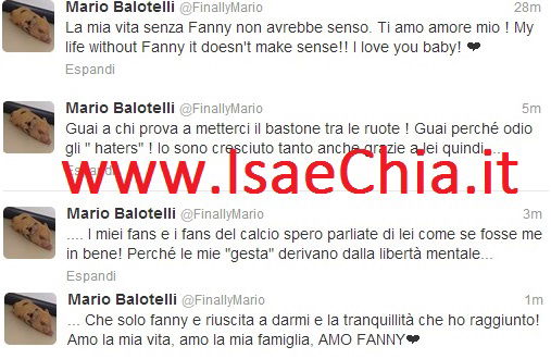 Mario Balotelli: su Twitter la dichiarazione d’amore alla fidanzata Fanny Neguesha preview