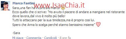 Marco Fantini: alcune fan lo incontrano nel ristorante in cui lavora (foto e resoconto) preview