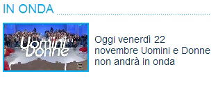 Oggi ‘Uomini e Donne’ non andrà in onda a causa del lutto nazionale per le vittime della Sardegna preview