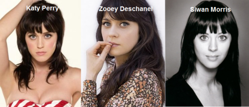 Somiglianza tra Katy Perry, Zooey Deschanel e Siwan Morris