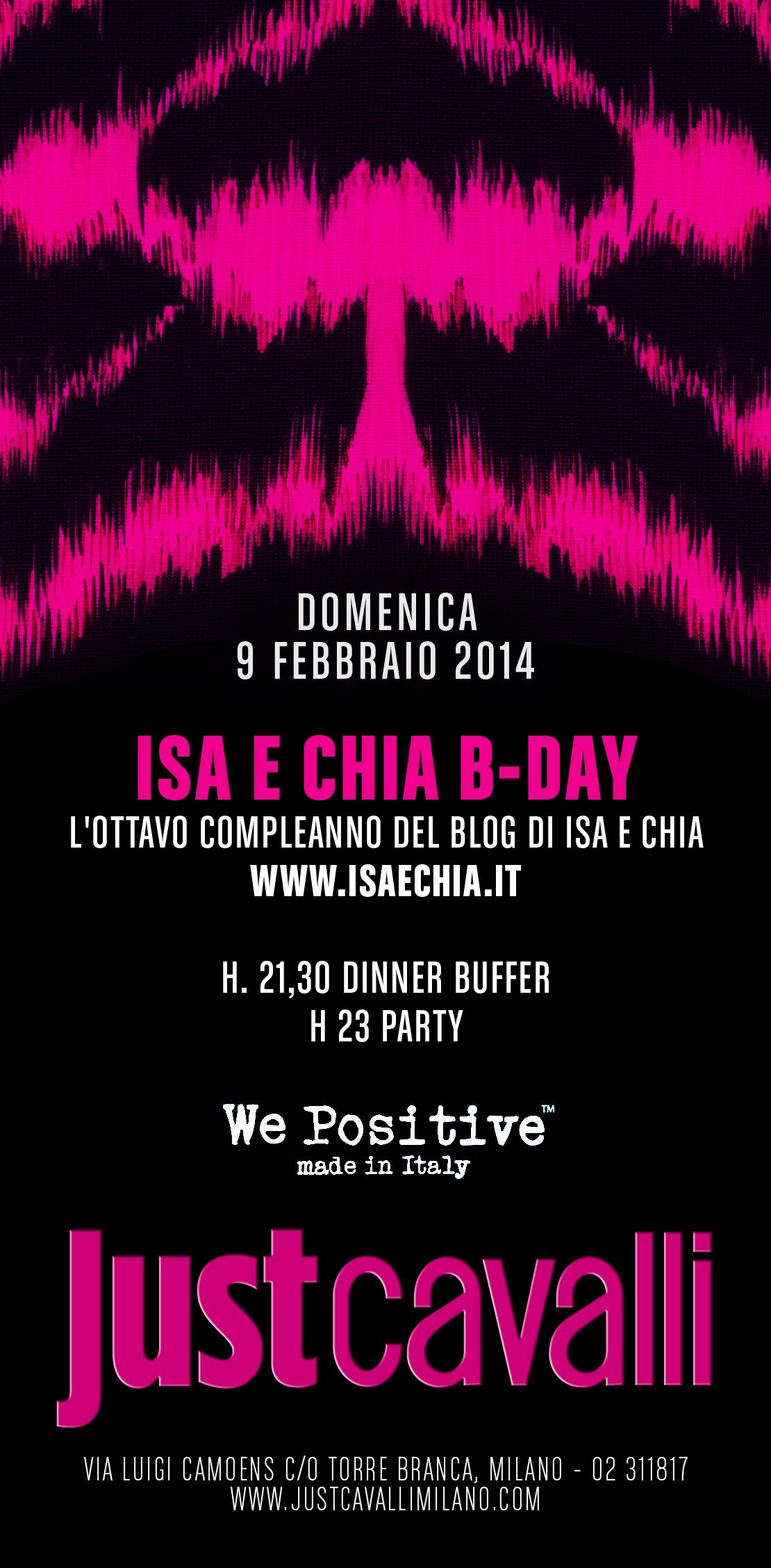 ‘Happy Birthday Blog’, vi aspettiamo domenica 9 febbraio al Just Cavalli di Milano!