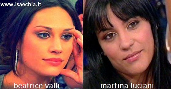 Somiglianza tra Beatrice Valli e Martina Luciani
