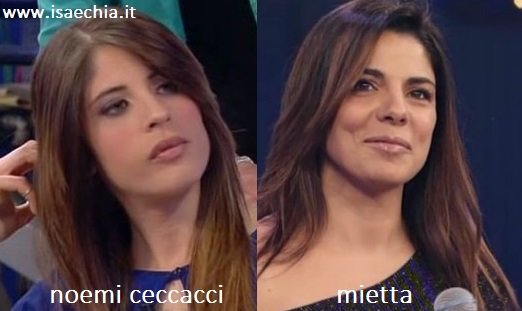 Somiglianza tra Noemi Ceccacci e Mietta