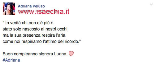 Adriana Peluso su Facebook