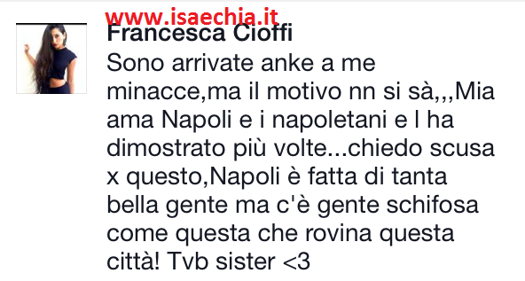 Francesca Cioffi su Facebook