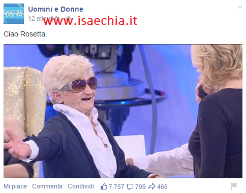 Lutto a ‘Uomini e Donne’: è morta Rosetta, storica protagonista del Trono over article-post