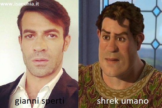 Somiglianza tra Gianni Sperti e Shrek da umano