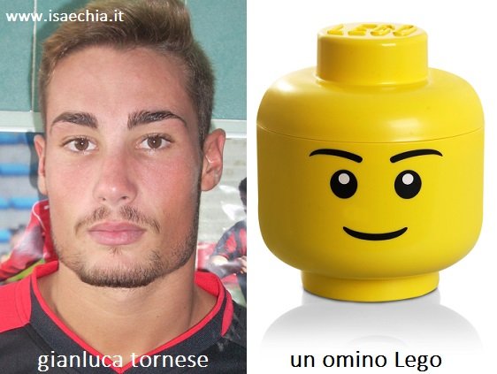Somiglianza tra Gianluca Tornese e un omino Lego