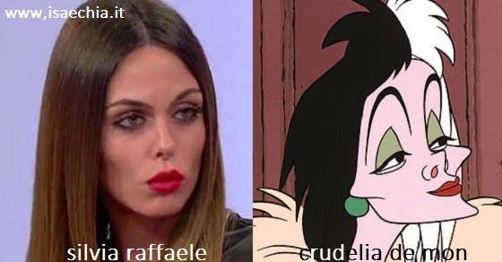 Somiglianza tra Silvia Raffaele e Crudelia De Mon