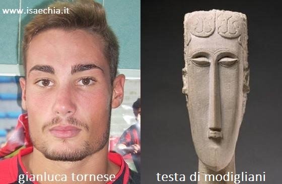 Somiglianza tra Gianluca Tornese e le teste di Modigliani