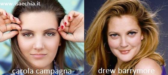 Somiglianza tra Carola Campagna e Drew Barrymore