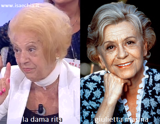 Somiglianza tra Rita, dama del Trono over di 'Uomini e Donne', e Giulietta Masina