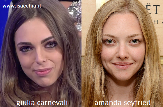 Somiglianza tra Giulia Carnevali e Amanda Seyfried