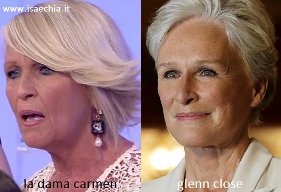 Somiglianza tra Carmen, dama del Trono over di ‘Uomini e Donne’, e Glenn Close preview