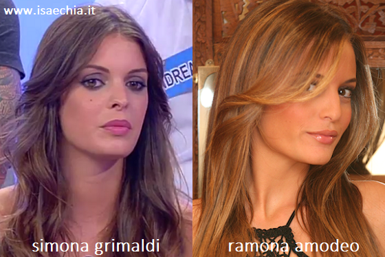 Somiglianza tra Simona Grimaldi e Ramona Amodeo