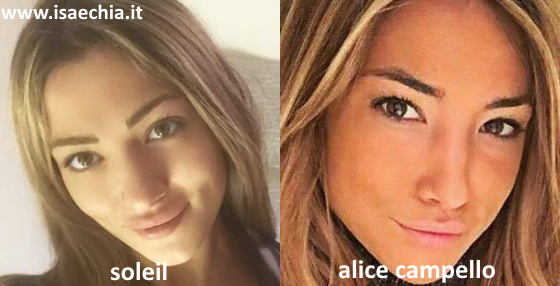 Somiglianza tra Soleil Anastasia Sorge e Alice Campello