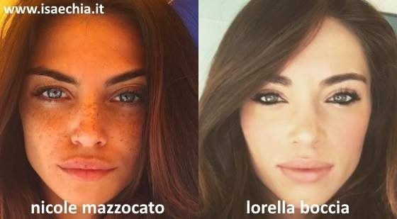 Somiglianza tra Nicole Mazzocato e Lorella Boccia
