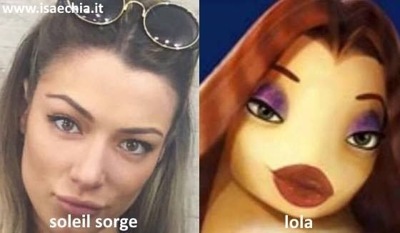 Somiglianza tra Soleil Sorge e Lola di 'Shark Tale'