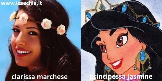 Somiglianza tra Clarissa Marchese e la principessa Jasmine