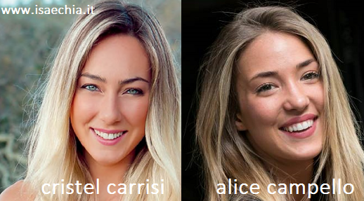 Somiglianza tra Cristel Carrisi e Alice Campello