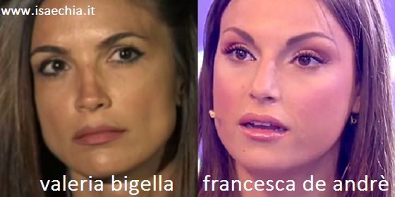 Somiglianza tra Valeria Bigella e Francesca De Andrè