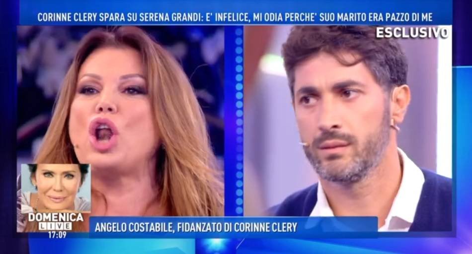‘Domenica Live’, duro scontro tra Serena Grandi e Angelo Costabile, compagno di Corinne Clery: “Io non so chi sei, fatti una bella spaghettata di cavoli tuoi!”