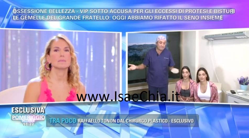 Lidia e Jessica Vella a ‘Pomeriggio 5’ poche ore dopo aver rifatto il seno: “Da una prima siamo passate ad una terza piena e ad una quarta!” article-post