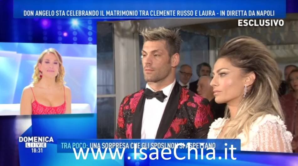 Clemente Russo e il matrimonio super kitsch con Laura Maddaloni in diretta a ‘Domenica Live’ (video)