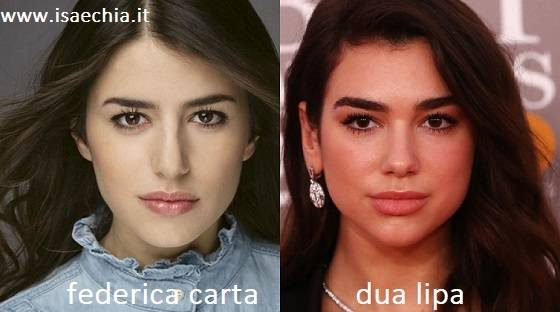Somiglianza tra Federica Carta e Dua Lipa