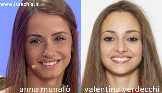 Somiglianza tra Anna Munafò e Valentina Verdecchi