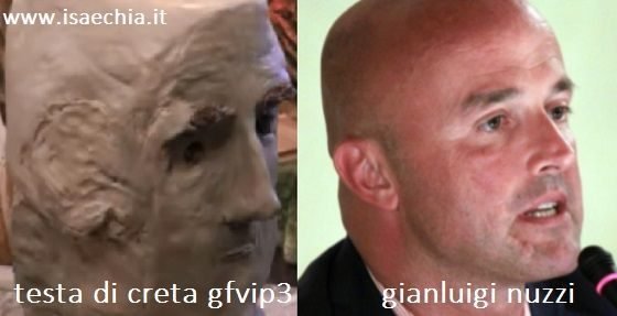 Somiglianza tra la testa di creta del GfVip 3 e Gianluigi Nuzzi
