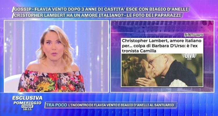 ‘Pomeriggio 5’, Barbara D’Urso annuncia: “Christopher Lambert si è innamorato di un’ex tronista di ‘Uomini e Donne’ sul set de ‘La Dottoressa Giò’!”