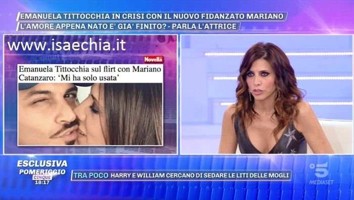 ‘Pomeriggio 5’, Emanuela Tittocchia accusa il suo ex Mariano Catanzaro: “Non voglio più avere uomini così: manipolatori, narcisi, aggressivi”